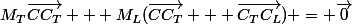 M_{T}\vec{CC_{T}} + M_{L}(\vec{CC_{T}} + \vec{C_{T}C_{L}}) = \vec{0}