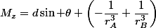 M_z=d\sin \theta \left(-\dfrac{1}{r_A^3}+\dfrac{1}{r_B^3}\right)