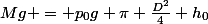 Mg = p_0g \pi \frac{D^2}{4} h_0