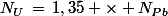 N_U\,=\,1,35 \times N_{Pb}