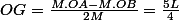 OG=\frac{M.OA-M.OB}{2M}=\frac{5L}{4}