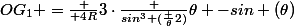 OG_1 =\frac { 4R}{3}\cdot\frac {sin^3 (\frac {\theta}{2})}{\theta -sin (\theta)}