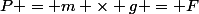 P = m \times g = F