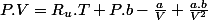 P.V=R_{u}.T+P.b-\frac{a}{V}+\frac{a.b}{V^{2}}