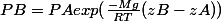 PB=PAexp(\frac{-Mg}{RT}(zB-zA))