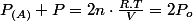 P_{(A)}+P=2n\cdot\frac{R.T}{V}=2P_{o}