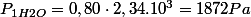 P_{1H2O}=0,80\cdot2,34.10^{3}=1872Pa