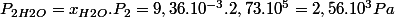 P_{2H2O}=x_{H2O}.P_{2}=9,36.10^{-3}.2,73.10^{5}=2,56.10^{3}Pa