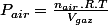 P_{air}=\frac{n_{air}.R.T}{V_{gaz}}