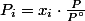 P_{i}=x_{i}\cdot\frac{P}{P\text{\textdegree}}