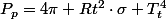 P_{p}=4\pi Rt^{2}\cdot\sigma T_{t}^{4}