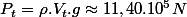 P_{t}=\rho.V_{t}.g\approx11,40.10^{5}N