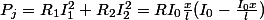P_j=R_1I_1^2+R_2I_2^2=RI_0\frac{x}{l}(I_0-\frac{I_0x}{l})