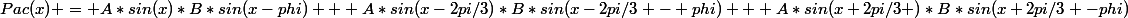 Pac(x) = A*sin(x)*B*sin(x-phi) + A*sin(x-2pi/3)*B*sin(x-2pi/3 - phi) + A*sin(x+2pi/3 )*B*sin(x+2pi/3 -phi)