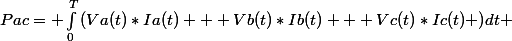 Pac= \int_{0}^{T}{(Va(t)*Ia(t) + Vb(t)*Ib(t) + Vc(t)*Ic(t) )dt }