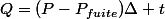 Q=(P-P_{fuite})\Delta t