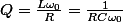 Q=\frac{L\omega_{0}}{R}=\frac{1}{RC\omega_{0}}