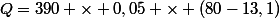Q=390 \times 0,05 \times (80-13,1)