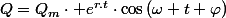 Q=Q_{m}\cdot e^{r.t}\cdot\cos\left(\omega t+\varphi\right)
