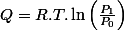 Q=R.T.\ln\left(\frac{P_{1}}{P_{0}}\right)