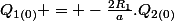 Q_{1(0)} = -\frac{2R_1}{a}.Q_{2(0)}