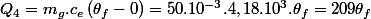 Q_{4}=m_{g}.c_{e}\left(\theta_{f}-0\right)=50.10^{-3}.4,18.10^{3}.\theta_{f}=209\theta_{f}
