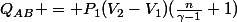 Q_{AB} = P_1(V_2-V_1)(\frac{n}{\gamma-1}+1)