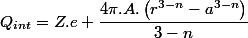 Q_{int}=Z.e+\dfrac{4\pi.A.\left(r^{3-n}-a^{3-n}\right)}{3-n}