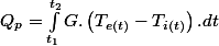 Q_{p}=\int_{t_{1}}^{t_{2}}G.\left(T_{e(t)}-T_{i(t)}\right).dt