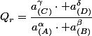 Q_{r}=\dfrac{a_{(C)}^{\gamma}\cdot a_{(D)}^{\delta}}{a_{(A)}^{\alpha}\cdot a_{(B)}^{\beta}}