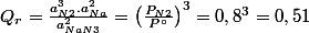 Q_{r}=\frac{a_{N2}^{3}.a_{Na}^{2}}{a_{NaN3}^{2}}=\left(\frac{P_{N2}}{P{^\circ}}\right)^{3}=0,8^{3}=0,51
