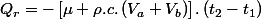 Q_{r}=-\left[\mu+\rho.c.\left(V_{a}+V_{b}\right)\right].\left(t_{2}-t_{1}\right)