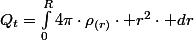 Q_{t}=\int_{0}^{R}4\pi\cdot\rho_{(r)}\cdot r^{2}\cdot dr