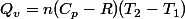 Q_v=n(C_p-R)(T_2-T_1)