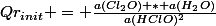 Qr_{init} = \frac{a(Cl_{2}O) * a(H_{2}O)}{a(HClO)^{2}}