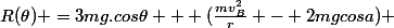 R(\theta) =3mg.cos\theta + (\frac{mv^2_B}{r} - 2mgcosa) 
