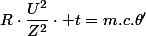 R\cdot\dfrac{U^{2}}{Z^{2}}\cdot t=m.c.\theta'