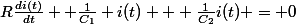 R\frac{di(t)}{dt} +\frac{1}{C_1} i(t) + \frac{1}{C_2}i(t) = 0