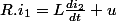 R.i_{1}=L\frac{di_{2}}{dt}+u