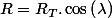 R=R_{T}.\cos\left(\lambda\right)