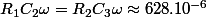 R_{1}C_{2}\omega=R_{2}C_{3}\omega\approx628.10^{-6}