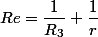 Re=\dfrac{1}{R_{3}}+\dfrac{1}{r}