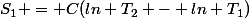 S_{1} = C(ln T_{2} - ln T_{1})