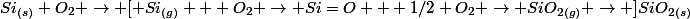Si_{(s)}+O_2 \rightarrow [ Si_{(g)} + O_2 \rightarrow Si=O + 1/2 O_2 \rightarrow SiO_{2(g)} \rightarrow ]SiO_{2(s)}