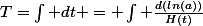 T=\int dt = \int \frac{d(ln(a))}{H(t)}