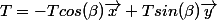 T=-Tcos(\beta)\overrightarrow{x}+Tsin(\beta)\overrightarrow{y}