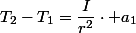 T_{2}-T_{1}=\dfrac{I}{r^{2}}\cdot a_{1}