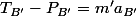 T_{B'}-P_{B'}=m'a_{B'}