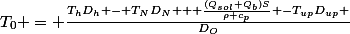 T_0 = \frac{T_{h}D_{h} - T_ND_N + \frac{(Q_{sol}+Q_b)S}{\rho c_p} -T_{up}D_{up} }{D_O}