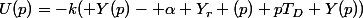U(p)=-k( Y(p)- \alpha Y_r (p)+pT_D Y(p))